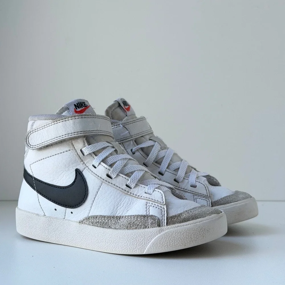 Nike Blazer Mid 77 Kids 12C White Black High Top Leather Suede Retro Sneakers